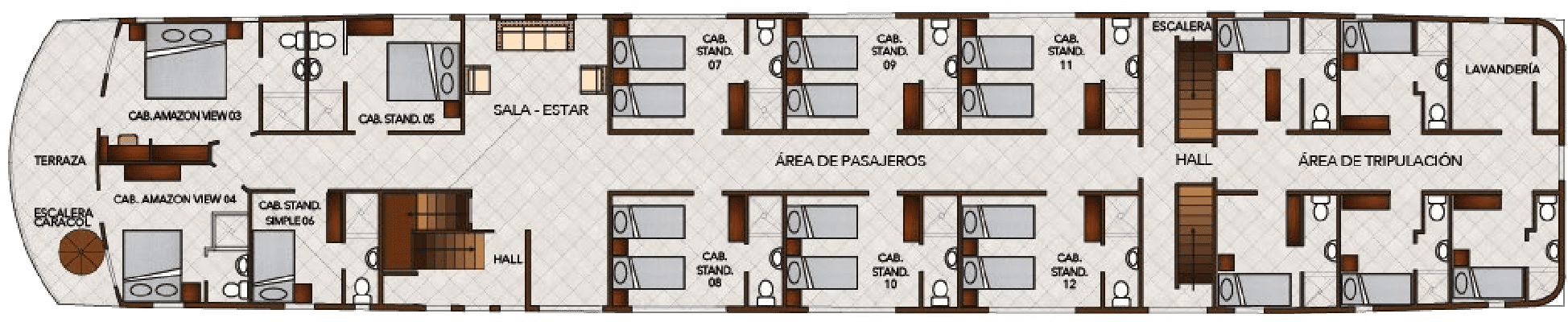Upper Deck | La Perla Cruise | Amazon Cruises