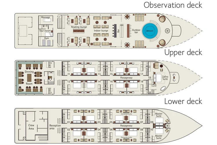 Deck Plans | Zafiro Cruise | Amazon Cruises