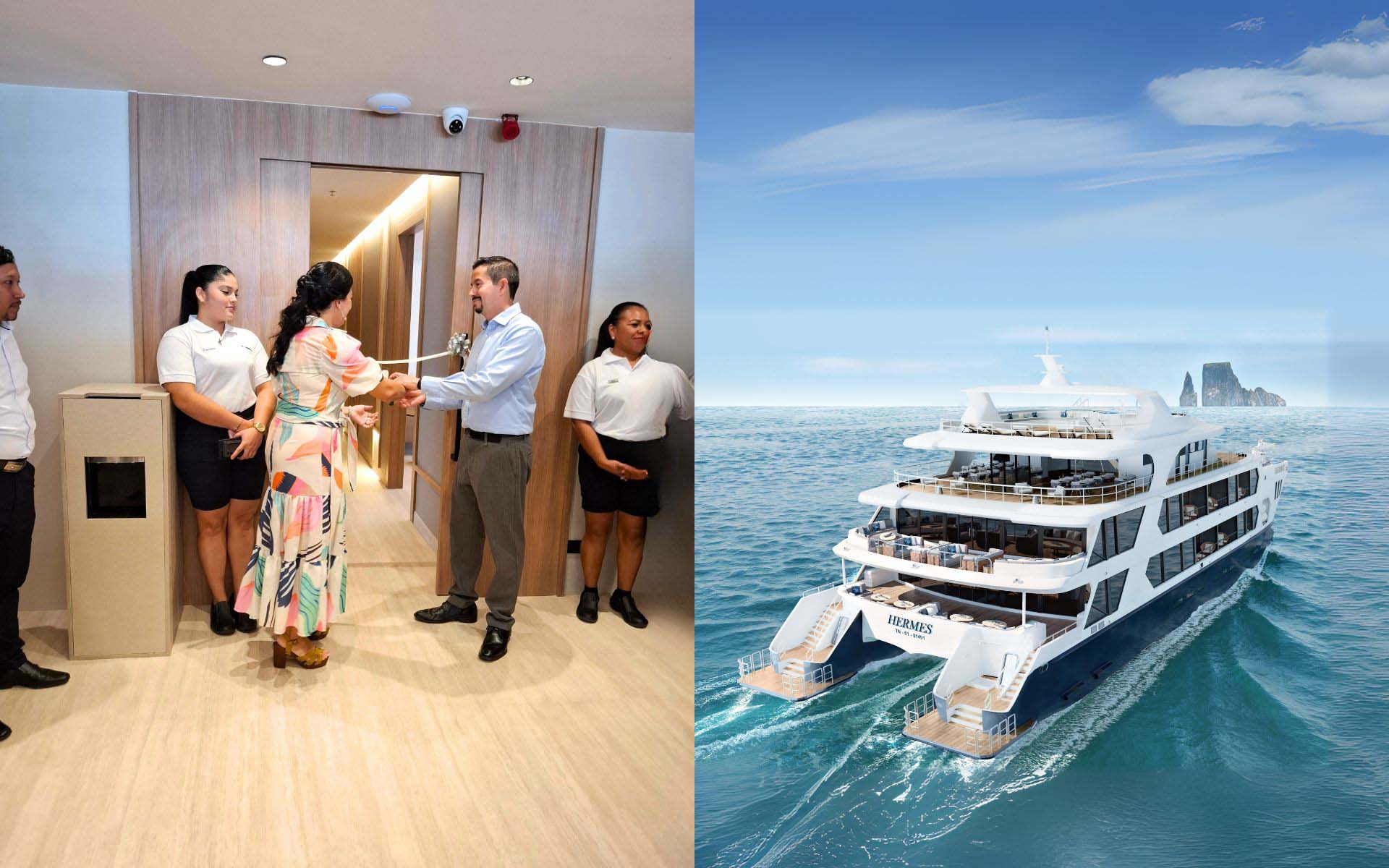 Andrés Páez at the inauguration of the Hermes Catamaran