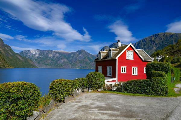 Charming Red House by Norwegian Fjord